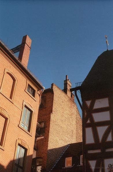 Sunlight on three buildings