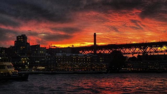Sunset over the quay.