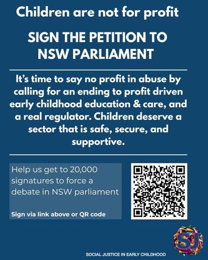Petition to end profiteering and abuse in early learning after Four Corners