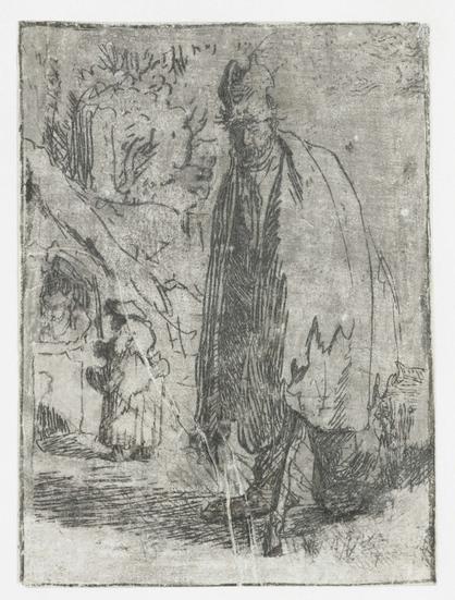 Beggar with a Cottage and Two Figures in the Background