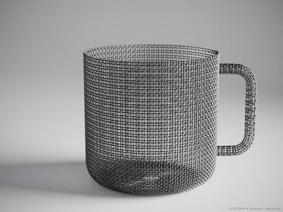 Wire grilled metallic mug
