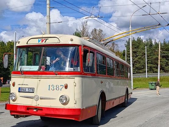 Skoda 9TR - trolleybus, which sometimes goes on the street as an attraction (it transports people for a day without a free car). Vilnius, Lithuania.
