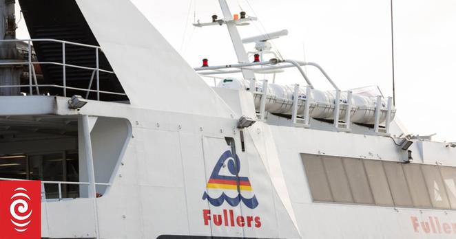 A Fullers ferry docked at the Auckland Ferry Terminal before leaving for Waiheke