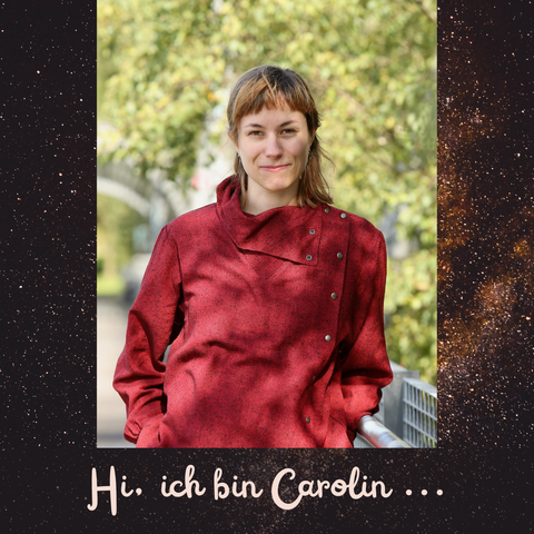 Foto von Carolin mit Text "Hi, ich bin Carolin"